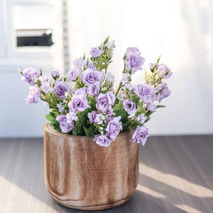 CYS EXCEL 8.25'' Burnt Finish Cylinder Planter Lightweight Natural Wood Cachepot for Indoor Plants, Succulents, Herbs, Home & Office Decor