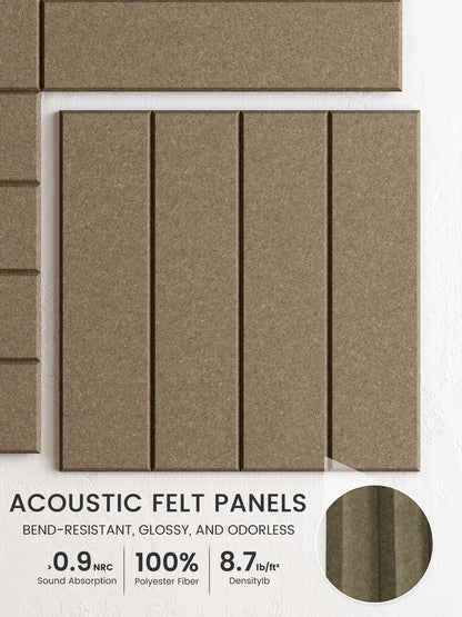 Bumusty Large Cork Board Alternative-48 x 36" Felt Bulletin Board Tiles, with 30 Pushpins, 70 Adhesive Tabs, Bold-Stripe 12-Pack, Cork Boards for Office Push Pin Board Felt Board-Earth Brown