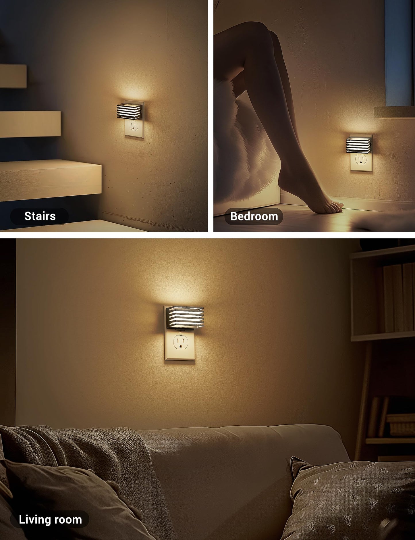JandCase LED Night Light, [2 Pack] Night Lights Plug into Wall with Dusk to Dawn Sensor, Dimmable Plug in Night Light, Adjustable Brightness, 3000K Soft White Nightlight for Bedroom Bathroom Hallway