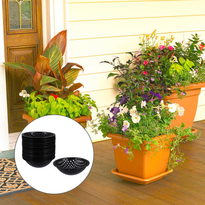 Yardwe 20 Pcs Bonsai Pot Bottom Mesh Pads, Black Plastic Drainage Screens, 2.95 Inch Round Grid Mats for Indoor and Outdoor Plant Pots, Prevent Soil Loss and Improve Air Circulation