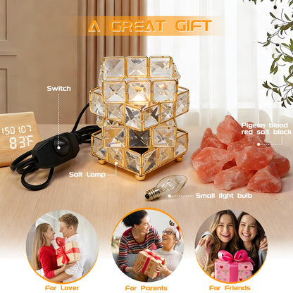 Natural Himalayan Pink Salt Lamp, Dimmable Single Lighting, Plug-in Powered, Crystal Salt Rock Lamp,Glow Night Light for Bedroom Office, UL & ETL Certified Cord (Crystal Cylinder)