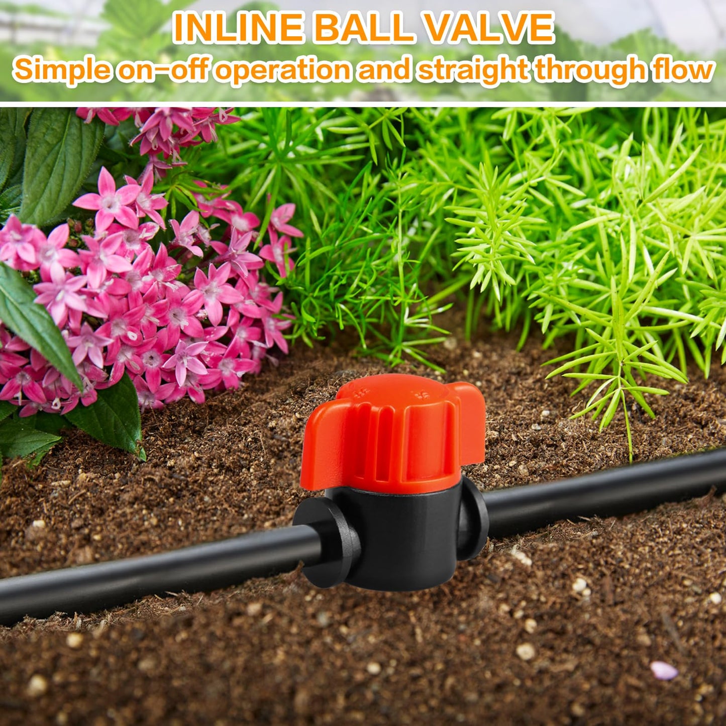 Gardrip 1/4" Drip Irrigation Valve - 25 Pack Shut Off Switch Fits 1/4 Inch Drip Tubing - Cut Off Valve for Garden Lawn Irrigation