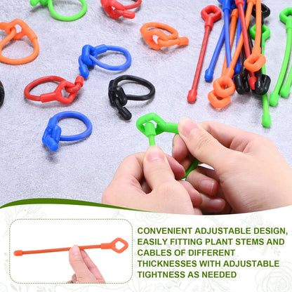 M METERXITY 12-Pack Adjustable Plant Ties, 8inch/20.32cm Silicone Flexible Multi-Function Sturdy Garden Twist Tie for Plant Support/Tree/Shrub/Vine, Reusable Support Twine [Orange]