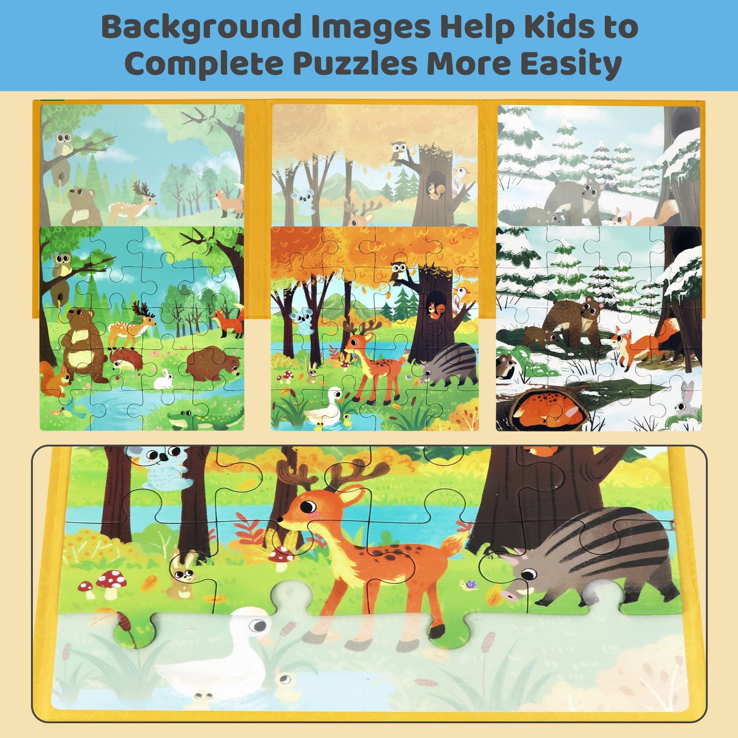 Magnetic Puzzles for Toddlers 3-5 3-5 60PCS-3 Season Themes Magnetic Puzzles for Kids 4-6 Travel Puzzle for Airplane/Car/Road Trip/Gift Toys for 3 4 5 6 7 8 Girls and Boys