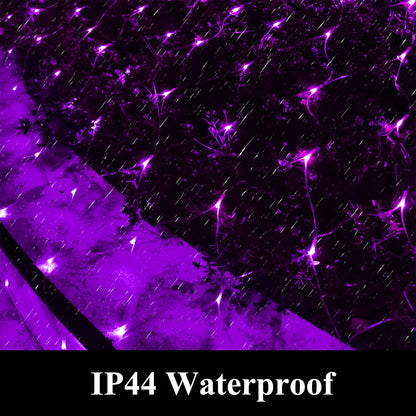 Vicila Net Light Outdoor Mesh Christmas Decorations, 100LED String Light Plug in Connectable Tree Warp Hanging 5ft x 5ft for Halloween, Shrubs, Lawn, Backyard, Walkway, Bushes, Garden Decor-Purple