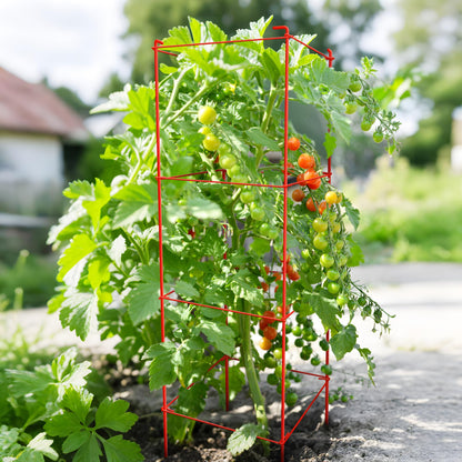 Thealyn Tomato Cages 6 Packs 46 Inch (H) Plant Stand with 164 Feet Twist Ties, Heavy Duty Garden Plants Support for Tomatoes, Cucumber, and Other Climbing Plants (Red)