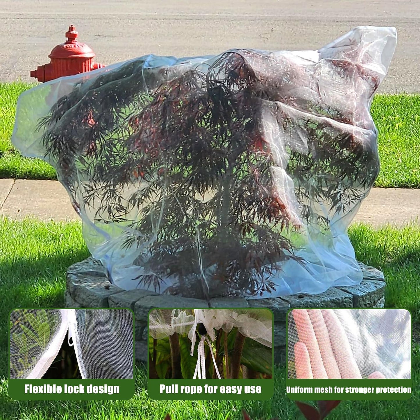8'x8' Fruit Tree Netting for Squirrels and Birds with Zipper, Large Fruit Tree Covers to Protect Fruit from for Fruit Trees (White)