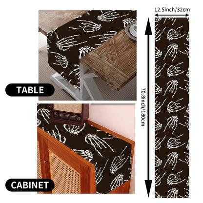 DAORJWL Funny Table Runner for Thanksgiving Christmas Home Decoration, 13 x 72 Inches Cute Kitchen Dinning Home Decor Cool Rock Skull Hands