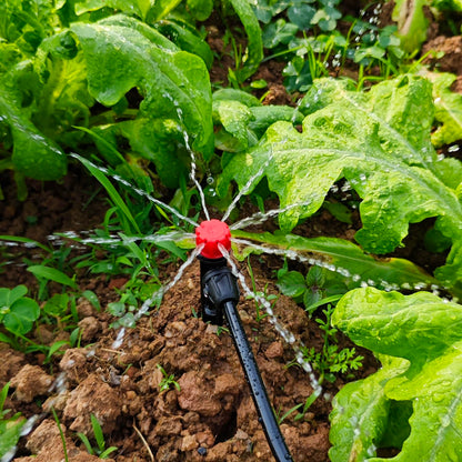 Drip Irrigation Emitters for 1/4" Drip Irrigation Tubing - Adjustable 360 Degree Water Flow Drippers on 5" Arrow Stake for Garden Watering System (25pcs Drip Emitters with Lock Barbed)