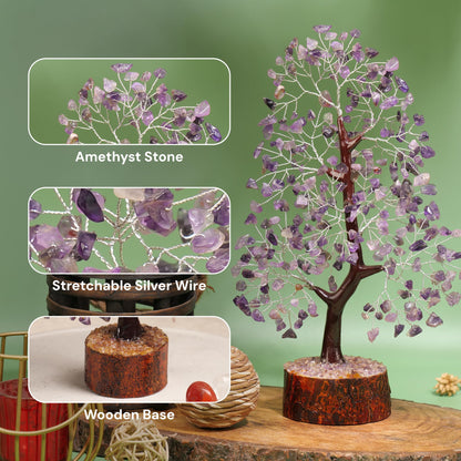 SUBSH Amethyst Crystal Tree of Life 10-12 Inch with 2 Chakra Pendants – Healing Crystal Bonsai Money Tree for Positive Energy, Feng Shui, Reiki, Spiritual Home Decor & Gifts for Women