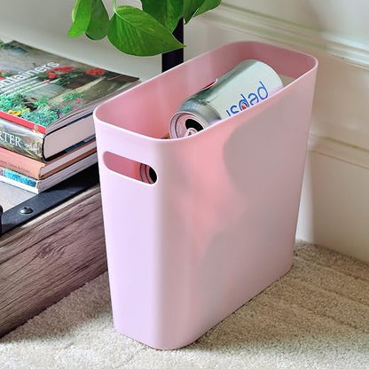 Youngever 1.5 Gallon Slim Trash Can, Plastic Garbage Container Bin, Small Trash Bin with Handles for Home Office, Living Room, Study Room, Kitchen, Bathroom (1 Pack Pink)