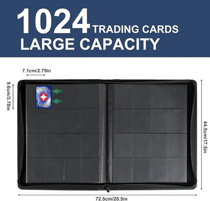 GEAoffice 16 Pockets Card Binder for 1000+ Cards, Premium Sturdy Card Holder Album, PU Cover Collection Binder for MTG, TCG, Game & Sports Cards, Navy Blue