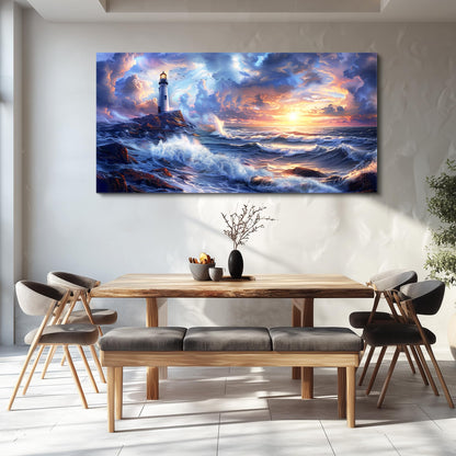 JUDASJART Wall Decor For Bedroom Large Wall Art For Living Room Modern Office Decorations Ocean Sea Wave Paintings Lighthouse Seascape Pictures Canvas Artwork Home Decor Ready To Hang