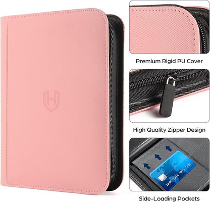 Card Binder 12 Pocket with Zipper, 816 Pockets Trading Card Holder Book, Premium PU Cover Zip Folder Binder, Side Loading Carrying Case Binder Album for TCG, MTG, Sports Cards, Game Cards