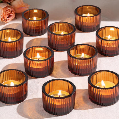 Lanttu 12 Pcs Amber Tealight Candle Holder 2" x 1.4"