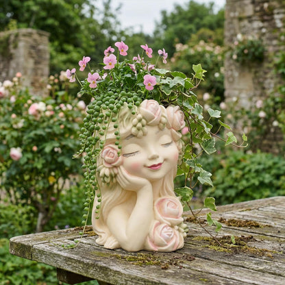 Elenon Head Face Planter for Succulents Indoor Outdoor with Drainage Hole, Unique Home Garden Decor Resin Cute Turtle Flower Pot Gift Idea for Plant Lovers
