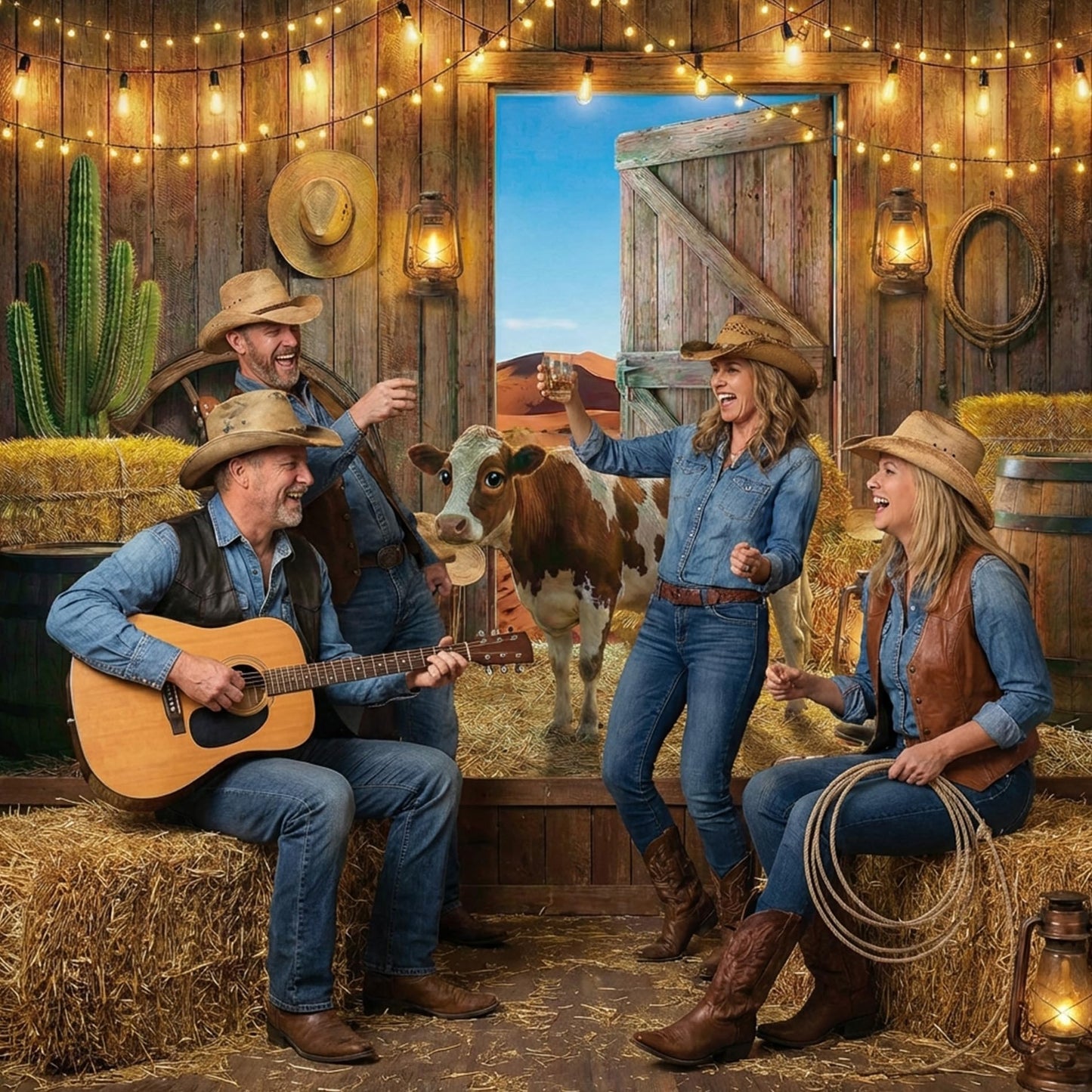Western Barn Backdrop Cowboy Backdrop - 7x5ft Rustic Farmhouse Country Photography Background Wild West Wooden House Vintage Farm Backdrops for Birthday Party Wedding Baby Shower