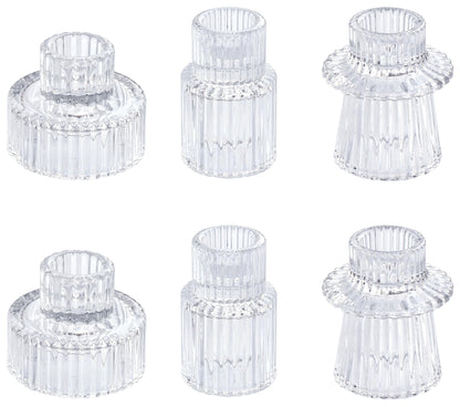 Vixdonos Glass Candlestick Holders Tealight Candle Holders for Table Centerpieces, Wedding Decor and Dinner Party (6 Pcs, Clear)