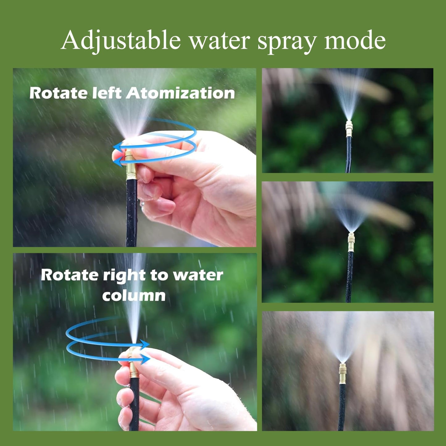 360° Adjustable Drip Irrigation System - 100FT Garden Watering System with 15 Nozzles, Garden Irrigation System, Greenhouse Accessories, Atomizing System for Yard, Lawn, Plants, 5/16 inch Hose