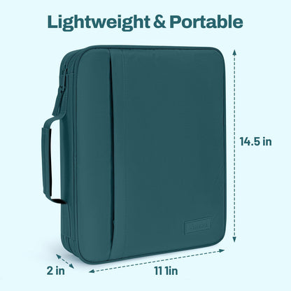 SUNEE Zipper Binder 1 Inch, Removable 3-ring binder, 175-Sheet Capacity, 5-Tab Dividers Expanding File Folder, Small Binder Bag Organizer Storage for Student School Classroom Supplies, Dark Teal-Green