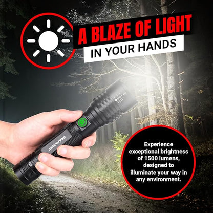 LED Flashlight High Lumens, Tactical Flashlight Battery Powered (Batteries Not Included), Bright Handheld Flashlight for Camping, Hunting, Home, Security, Hiking, Walking at Night & Emergency Use