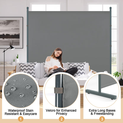 Yettsoy 6FT Extra Thick Single Panel Room Divider, Heavy Duty Privacy Partition Screen Wall Divider for Room Separation, Freestanding 71" W Room Divider Panel for Dorm Studio Office, Grey