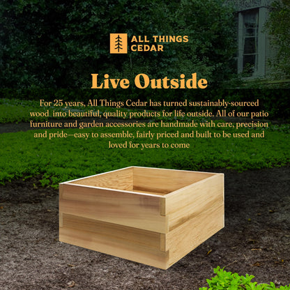 All Things Cedar Raised Garden Box, 2' Square 2-Tier Planter Bed, Western Red Cedar Build