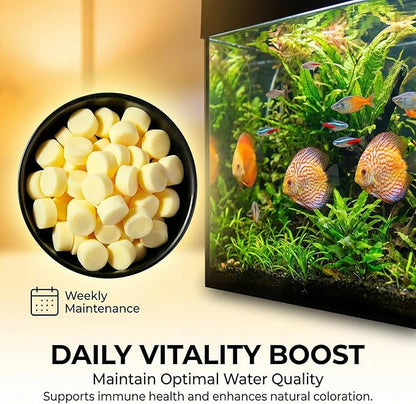MAQIHAN 150 Tablets Aquarium Salt Freshwater - Salt for Aquarium, Fish Tank Salt, Pond Salt Tablets Natural Mineral Sea Salt Formula for Freshwater Fish, Koi Pond, Goldfish & Betta Tank Water Care