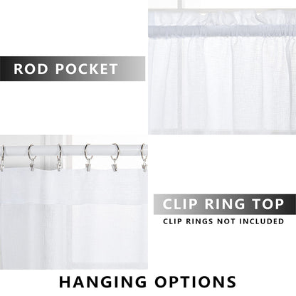 KOUFALL White Semi Sheer Curtains 63 Inch Length for Bedroom Pair Set 2 Panels Rod Pocket Translucent Light Filtering Faux Linen Textured Solid Privacy Curtains Sheer for Closet Wide 52x63 in Long