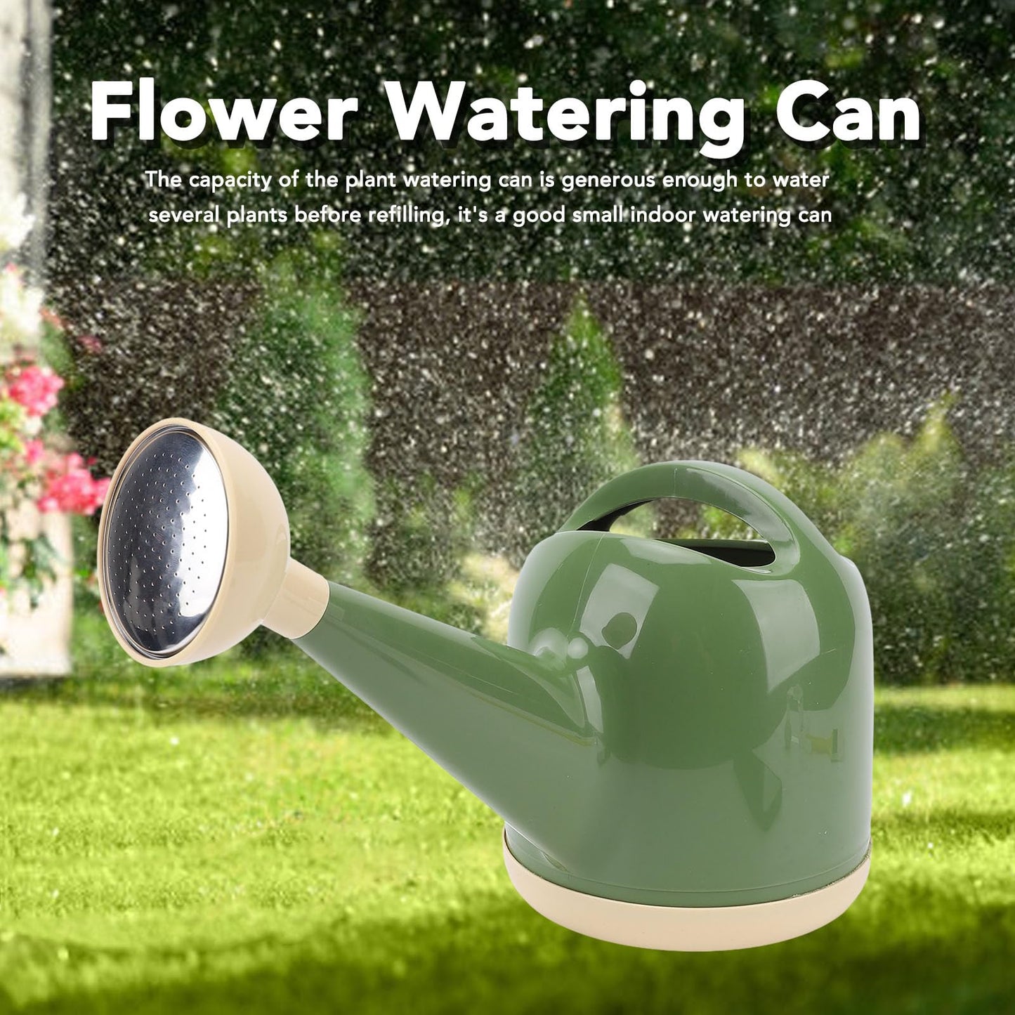 4L Indoor Watering Can with Sprinkler Head, Detachable Long Spout Watering Can, Ideal for House Plant Garden Flower Outdoor, Wide Opening for Fertilizer Mixing (Dark Green)