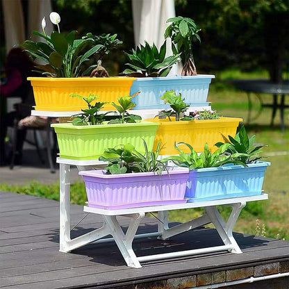 PURPLE STAR 1N 4 Packs 17 Inch Rectangular Window Flower Box Planter with Tray for Balcony, Windowsill, Garden