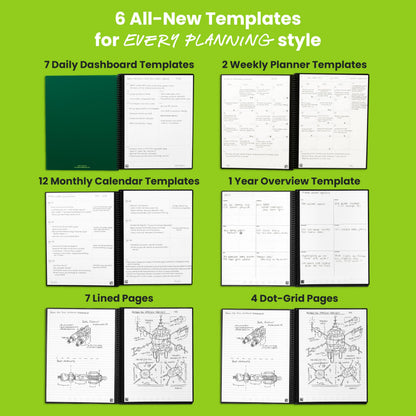 Rocketbook Flex Reusable Planner, Smart Undated, Daily, Weekly, Monthly, Annual Calendar Templates, Letter Size 8.5x11, Teal (Pack of 1)