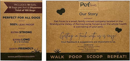 Pet Faves Eco-friendly Dog Poop Bags -100% Leak-Proof, Strong and Extra Long Doggie Poop Bags for Dogs and Cats waste bag, Lavender Scented - 150 Bags (1 pack)