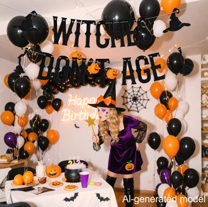 Witches Don't Age Banner - Halloween Birthday Party Decorations - Halloween Birthday Banner