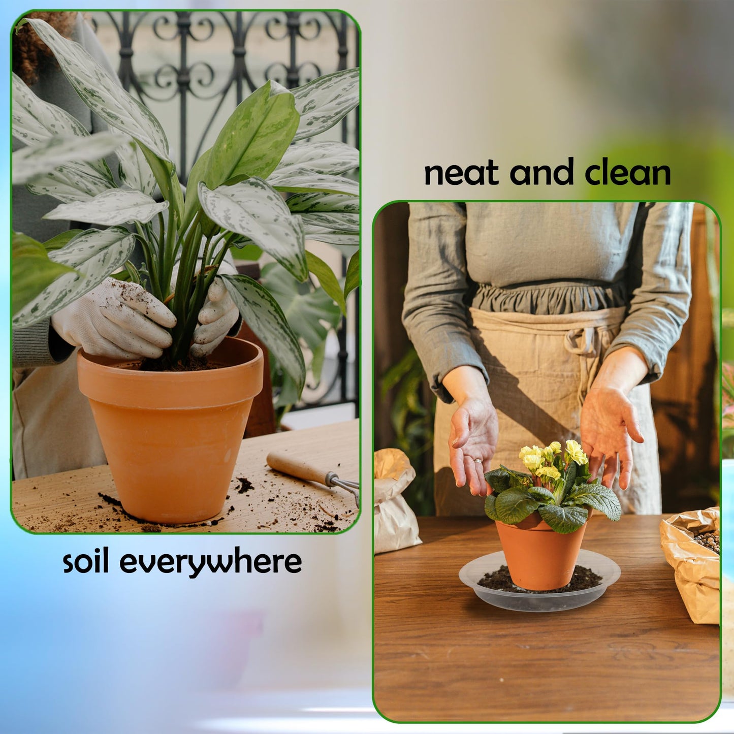 TNTIWQ 12 Pack 10 Inch Round Plant Saucers for Less 8 Inch Pot Indoors Outdoors Plant Trays for Pots Planter Saucer Plastic Drip Tray Planter Water Tray (Clear, 10"(12pcs))