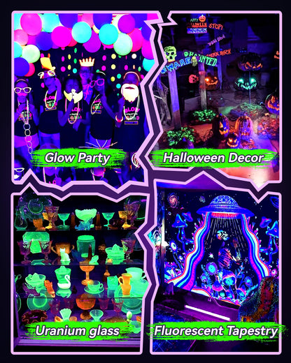 2 Pack 42W LED Black Light Bar, Blacklight with 6FT Cord+Switch+Plug, Glow in The Dark Black Lights Party Supplies for Halloween Decorations, Fluorescent Poster, Body Paint, Classroom, Bedroom