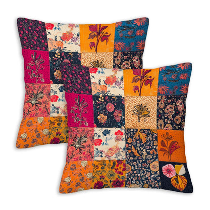 NenuVainl Throw Pillow Covers 18x18 Set of 2, Patchwork Cushion Covers, Decorative Square Pillowcases for Couch, Bedroom, Living Room