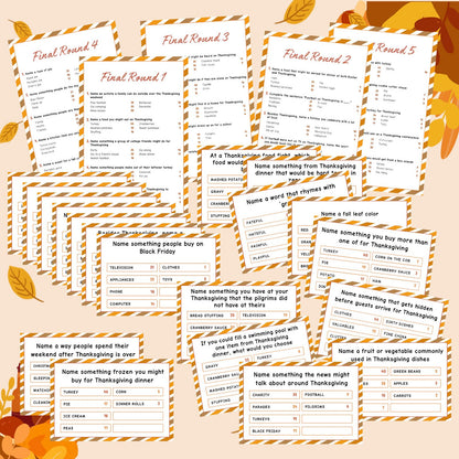 Humyoun Thanksgiving Day Friendly Feud Game with 2 Answer Buzzers, Fall Holiday Feud Cards, Family Game Night Fun Trivia Quiz for Friendsgiving Party Office Adults Class Groups Team Building