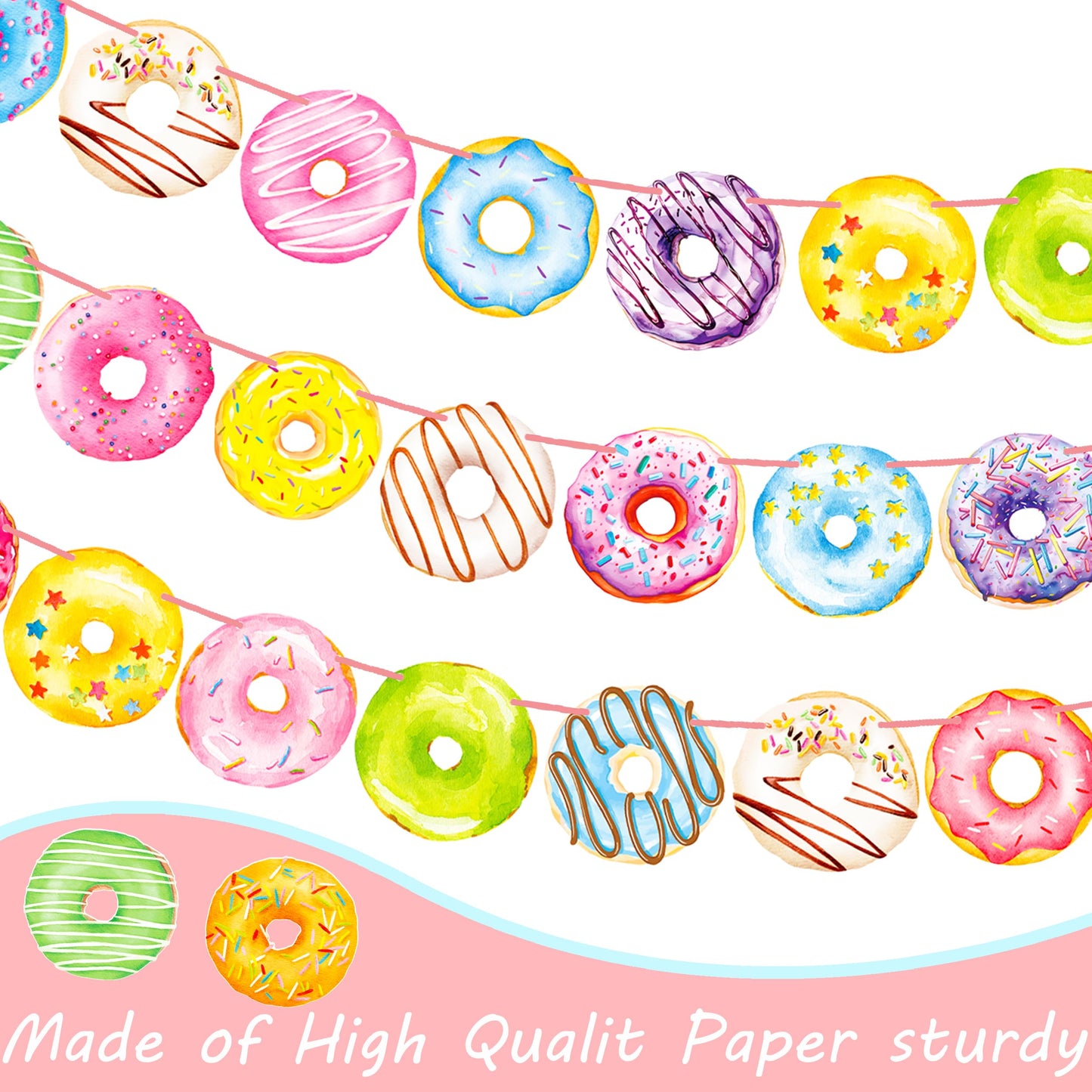 iPartyFun Donut Party Banners 4Pcs Donut Party Decorations Donut Themed Birthday Party Banner Decorations for Donut Theme Party Sweet Baby Shower Supplies