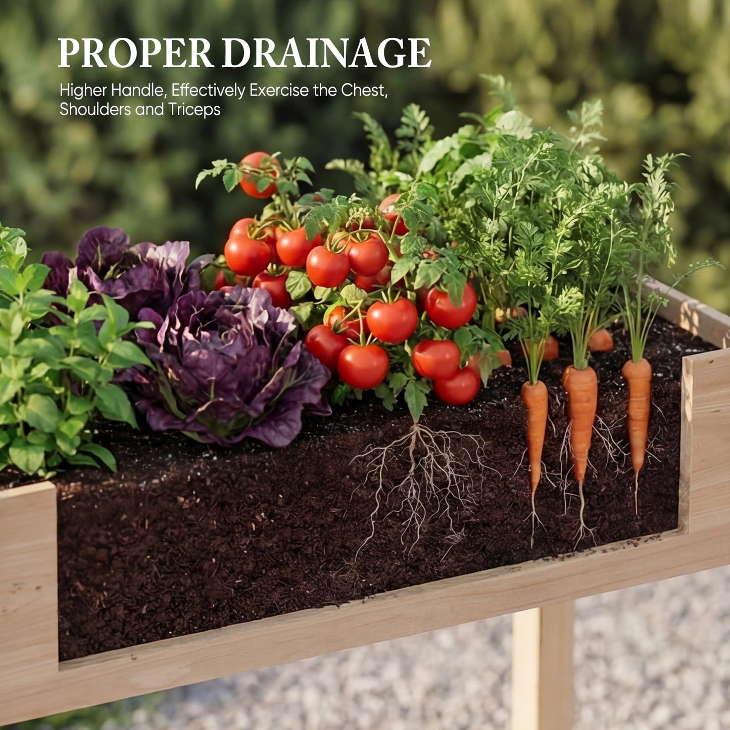 DUMOS Raised Garden Bed with Legs, 34x18x30 Inch Planter Box Outdoor with Liner for Herbs Flowers Vegetables, Elevated Wooden Garden Bed for Patio, Balcony and Backyard, Natural Wood