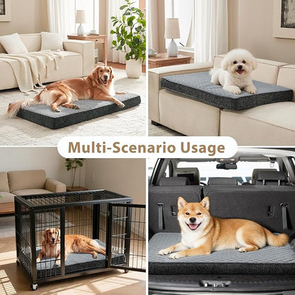 JOEJOY Orthopedic Dog Bed for Small Dogs, Washable Dog Crate Bed Small Sized with Removable Cover, Egg Memory Foam Pet Beds, Light Grey, 23"x17"