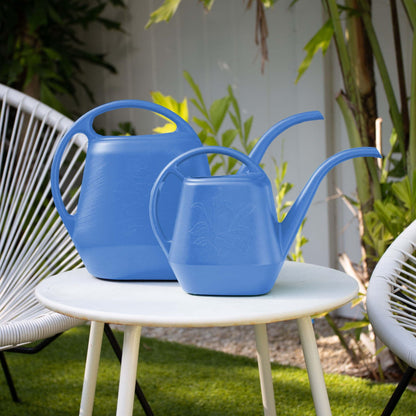Bloem Aqua Rite 56 Fl Oz Plastic Watering Can - Indoor & Outdoor, Narrow Spout, Comfortable Dual Handles for Flowers & Houseplants, Peri-Blue