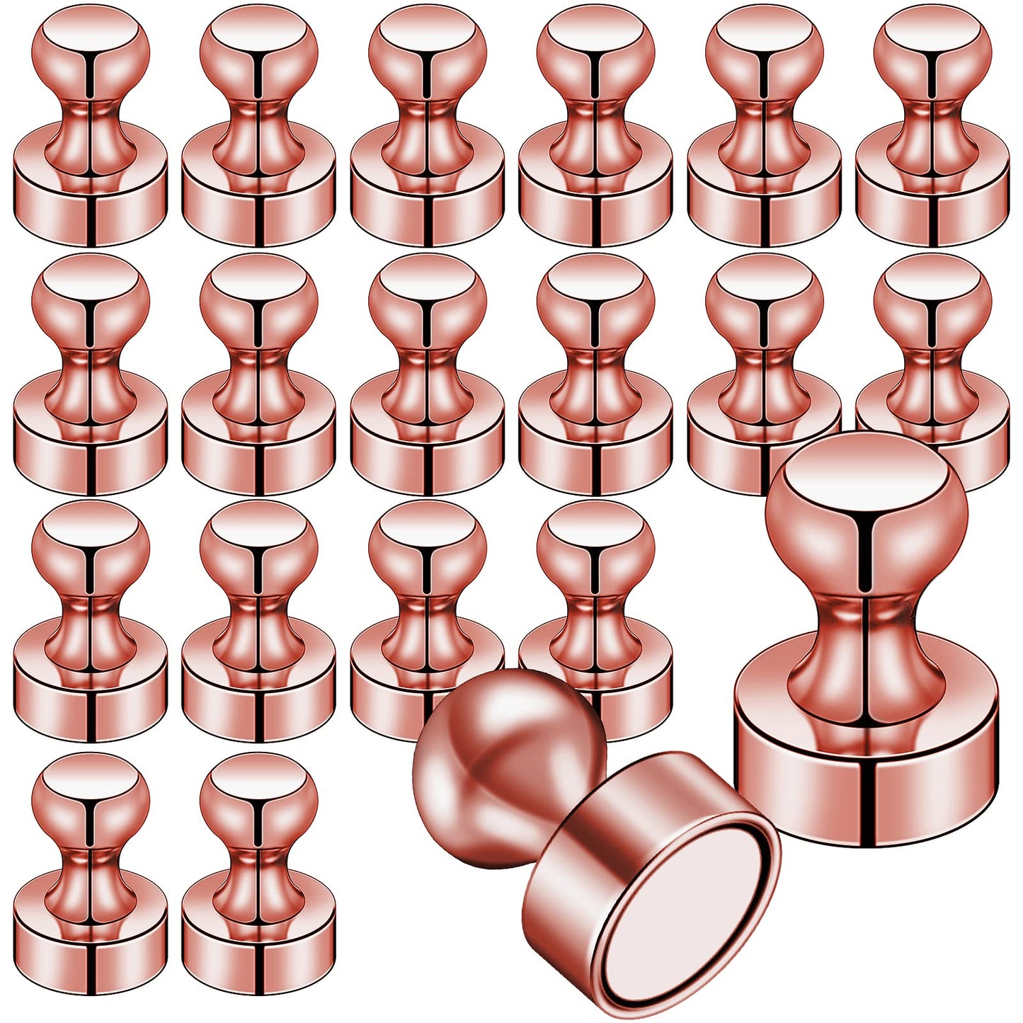 LOVIMAG Fridge Magnets 20Pcs Refrigerator Whiteboard Small Strong Magnet Classroom Kitchen Accessories Decorative Locker Set Decor Must Haves Office Calendar Refrigerador Magnetic Cute Rose Gold
