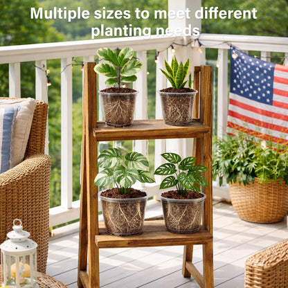 Bluepro 16 Pack 10/8/6/5 Inch Reinforced Large Clear Nursery Pots with Drainage Holes, Transparent Variety Pack Plastic Plant Pot for Vegetable Propagation, Root Cutting, Seed Starting