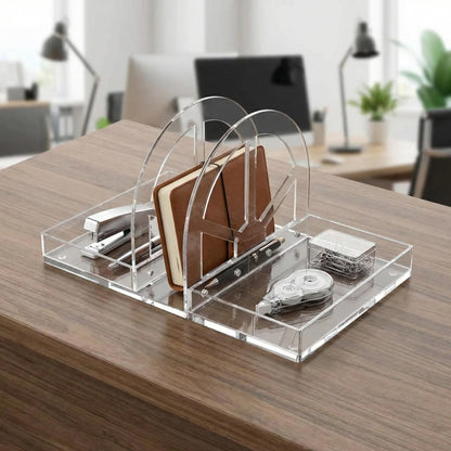 YAGELI Acrylic Napkin Holder with Magnetic Assembly, 2-in-1 Clear Space-Saving Organizer with Salt and Pepper Shakers Caddy for Kitchen Counter, Coffee Station, Office Desk, Modern Tabletop Storage