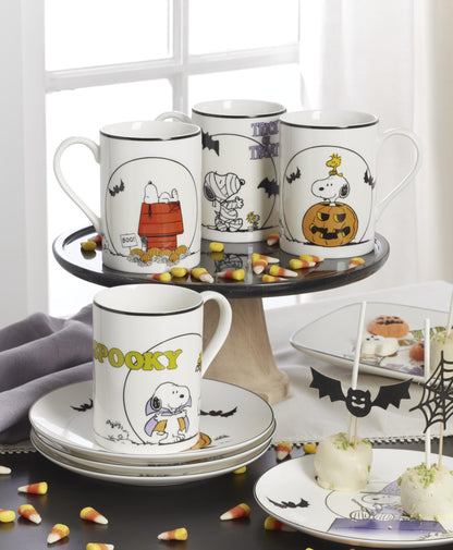 Lenox Coffee Mugs, PEANUTS The Great Pumpkin 11 Oz Mugs Set of 4, Assorted, Porcelain, Snoopy, Charlie Brown Halloween Drinkware Set, Dishwasher Safe, Microwave Safe, Halloween Decor (11 Oz 4 Piece)