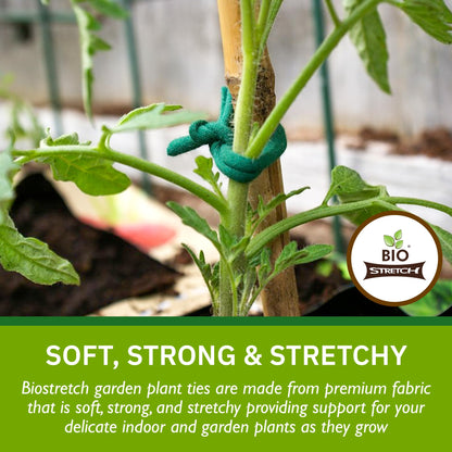 Bio-Stretch Soft Garden Plant Ties for Indoor & Outdoor Plants - Strong & Stretchy Cut-to-Length Plant Tape for Climbing Plants, Tomato Vines & Home Gardening (65 ft / 20M)