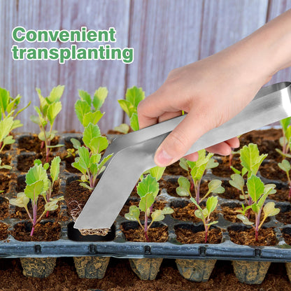 2 Pcs Seedling Transplant Tongs- 8.7 Inch Stainless Steel Gardening Plants Transplant Tongs- Seedling Remove Transplant Pliers for Reducing Root Damage
