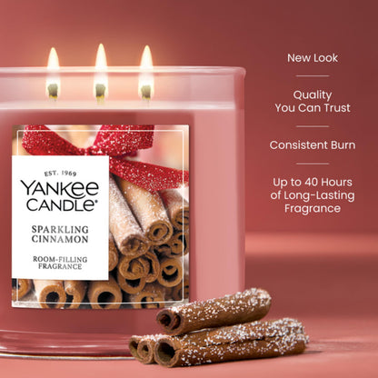 Yankee Candle Cinnamon Stick, Scented Candle, 14.5oz 3-Wick Candle Jar with up to 40 Hours Burn Time