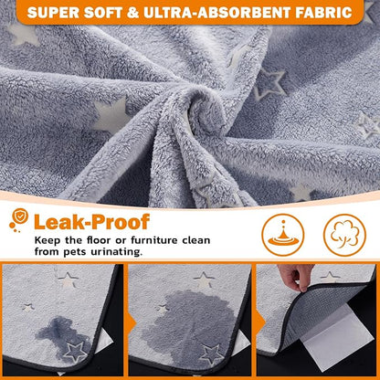 LOOBANI Washable Pee Pads for Dogs, Fast Absorption Reusable Puppy Pads, Waterproof Whelping Mats, Non Slip Training Pet Playpen Mat for Floor, Dog Crate, Grey, 2 Pack 48 x 48 in